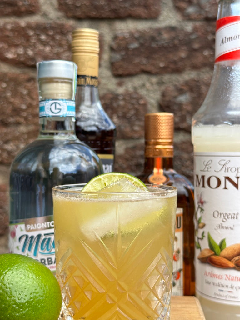 Maitobo cocktail with Matobo Gin, Cointreau, Captain Morgans Rum, Lime and Orgeat Syrup