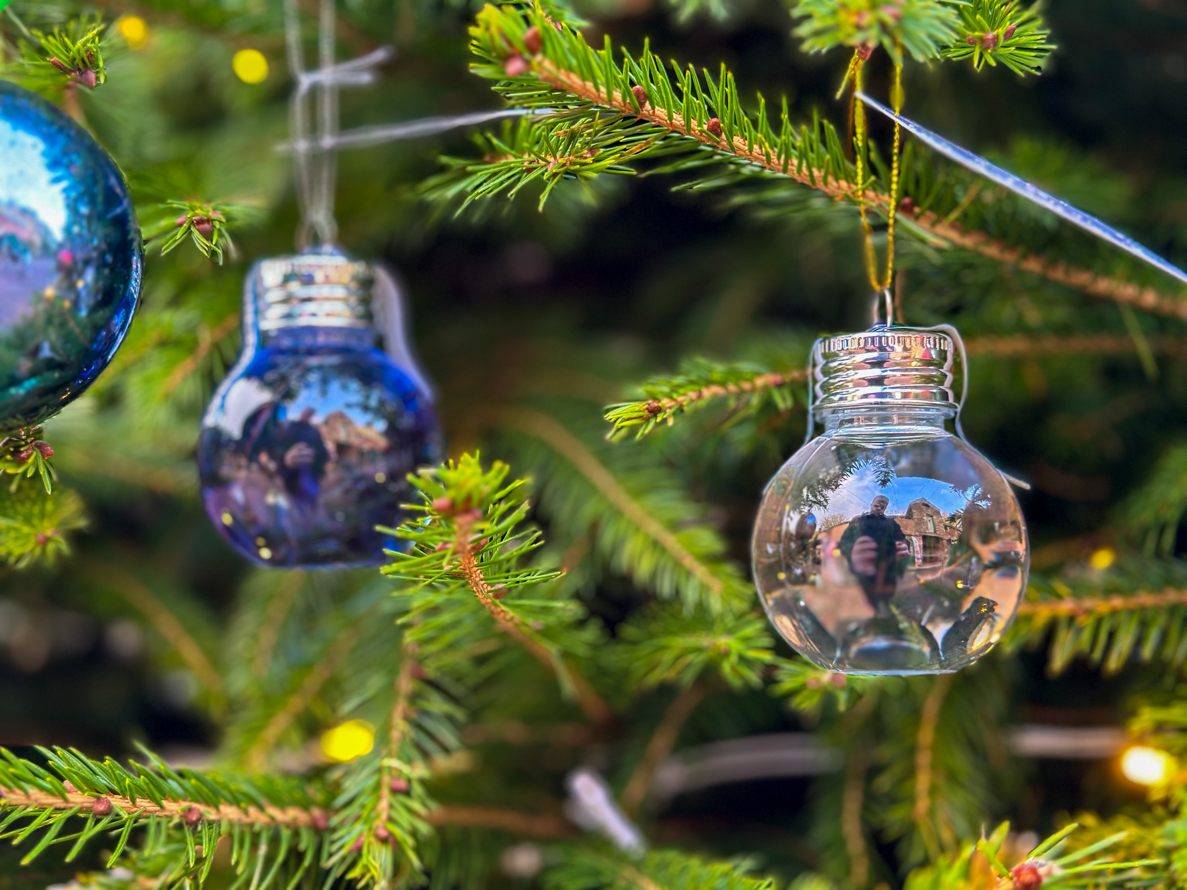 Christmas gin baubles on Cockington Stable Yard Christmas Tree